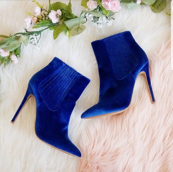 Shoe Republic LA Shoes - Shoe Republica Cobalt Blue Velvet Booties